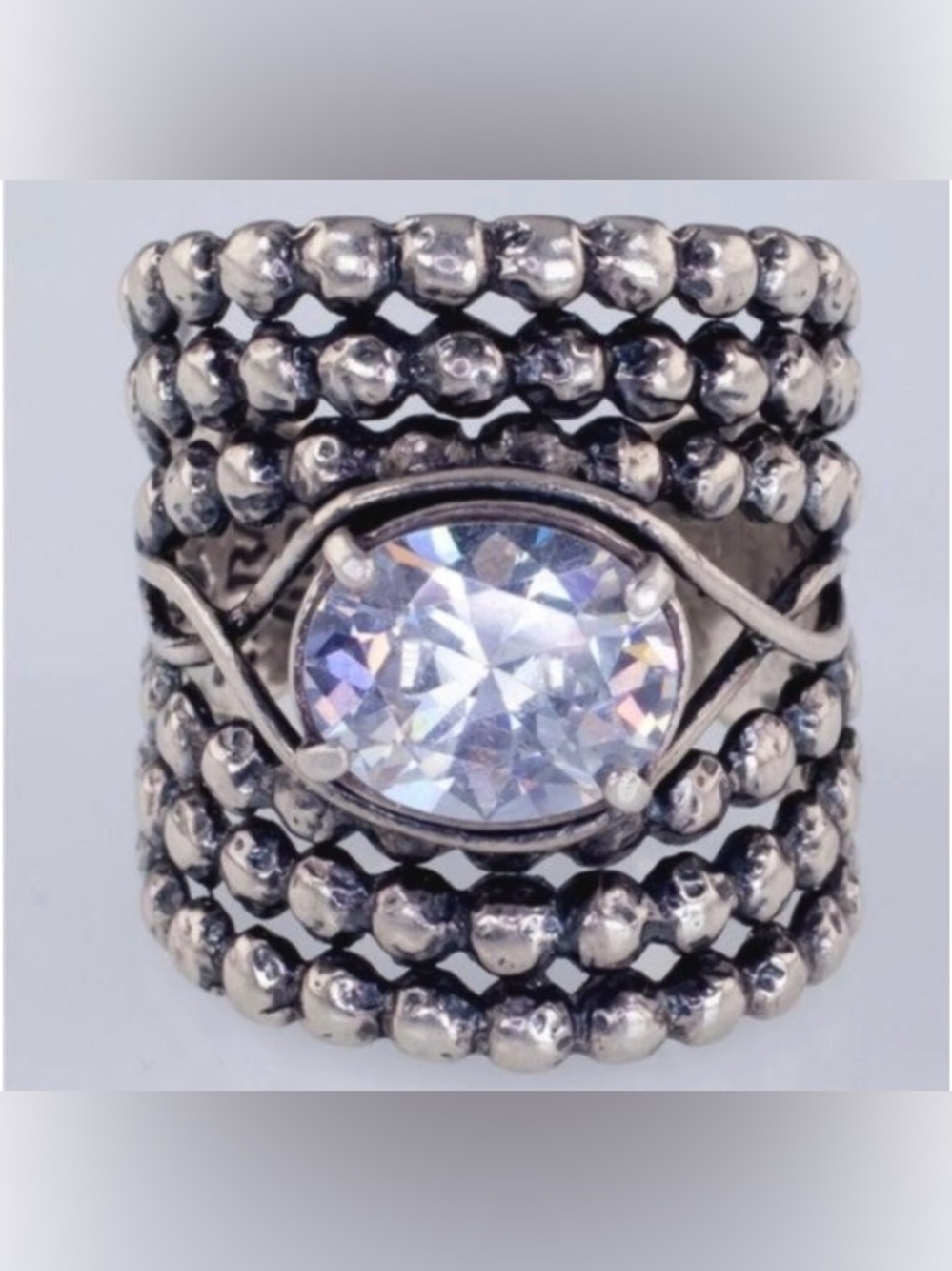 Shablool Israel Sterling Silver Ring and Cubic Zirconia (Size 8) - Like New